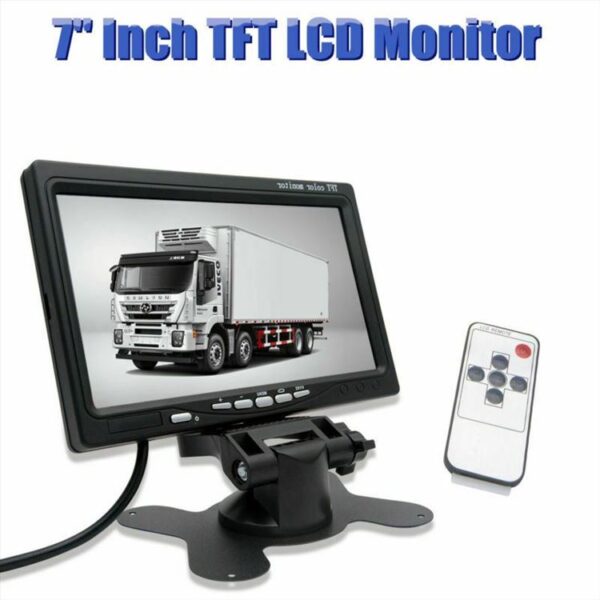 monitor 7 inca za auto kamere 5425635980986 71793106884 - Video monitor sa LCD ekranom od 7 inča idealan za parking kameru, TV, multimedijutanak lcd ekran sa video prikazom u visokoj rezoluciji ima mogućnost podešavanja slike na displeju (osvetljenje, kontrast, boja)Postolje za lepljenje-pricvrscivanjeU ponudi parking kamereSpecifikacije: - Napon: DC 12V - Veličina ekrana: 7in - Potrošnja struje: < 9W - TV Sistem: NTSC / PAL