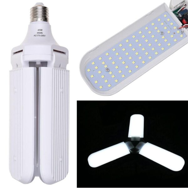 rasklapajuca led sijalica 45w 310257 - Rasklapajuća LED sijalica 45w
LED svetlo Fan Blade
</p> Ubedljivo najbolja sijalica koju će te ikada imati!
</p> Jačina 45W (6500K), fantastična rasveta!
</p> Ušteda energije do 80%!
</p> Jednostavna instalacija, obezbedjuje optimalno osvetljenje u velikim prostorima.
</p> Preko 30.000 sati životnog veka, 80% uštede energije, smanjiće troškove električne energije.
</p> 3 podesiva elisa koja se lako pomeraju. Štedi energiju i može se koristiti u zatvorenom i na otvorenom: skladište, kancelarija, sobe, trpezarija, hodnik itd.
</p> Grlo: E27
</p> Ulazni napon: AC 95-265V; 50-60Hz
</p> Dimenzije (zatvoreno): 23,5cm x 7cm
</p> Dimenzije (otvoreno): 32cm x 8cm
</p> Stabilna i izdržljiva sa maksimalnim performansama, otporna na visoke temperature i koroziju.
</p> Uz standardno grlo E27, jednostavna je i praktična ugradnja. Nisu potrebni nikakvi alati, ožičenje i profesionalni električari, instalacija je jednostavna kao zavrtanje sijalice. Međutim, svetlije je od sijalice.
</p> Upotrebljava se nova vrsta toplotnog provodljivog izolacijskog materijala za sprečavanje opasnosti, LED sijalica je opremljena difuzijskim računarom za svetla koji zrače mekim i ujednačenim svetlom.
</p>