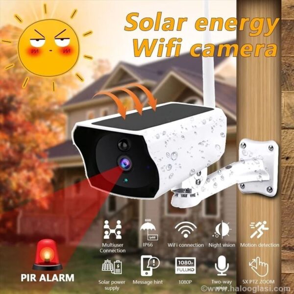 solarna ip wifi kamera 2 0mp 5425635926131 71792843159 - Spoljna ip WiFi kamera sa solarno napajanje1080P / 2.0Megapiksela, 90 stepeni široki ugao gledanjaPodržava detekciju pokreta PIR, alarm alarma na mobilni telefonIR svetlo za nocni mod, Napajanje: Solarno + usb punenje Baterije punjive 2x 3,7mAhMnogo mala potrosnja energijeSlot za SD KarticuU pakovanju dobijateSolarna Ip kameraNosacAntena 2x punjive baterijeUpustvo