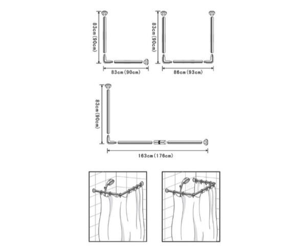 Univerzalni drzac za kupatilske zavese 4 - Univerzalni drzac zavese je veoma praktičan držač za kupatilske zavese. Pogodan za sve veličine kada i tuš kabina. Držač zavesa se sastoji od tri jednake šipke dužine 80 cm, koje su zglobno spojene. Ovaj sistem omogućava različite varijante postavljanja. Ugaono postavljanje kao i dužno postavljanje od 80cm do 240cm. Držač zavesa napravljen je od nerđajućeg inox čelika, visokog sjaja. Boje bela i metalna. Na slikama imate primere kako moze da se namesti drzac – Pogledajte! Ako želite da vam pošaljemo predmet, potrebni su sledeci podaci: -Ime i prezime, -Ulica i broj, -Mesto i poštanski broj, -Broj telefona za kontakt