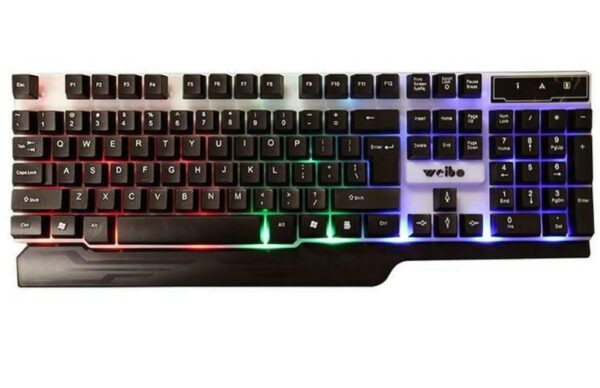 rgb gaming tastatura i mis 4 - Tastatura i mis sa RGB led pozadinskim svetlom Vrhunski set za gejmere Model Weibo WB-550 Povezivanje na usb kabal Duzina kabla 1,5m Porucivanje na broj:  Poziv/SMS Ako želite da vam pošaljemo predmet, potrebni su sledeci podaci: -Ime i prezime, -Ulica i broj, -Mesto i poštanski broj, -Broj telefona za kontakt