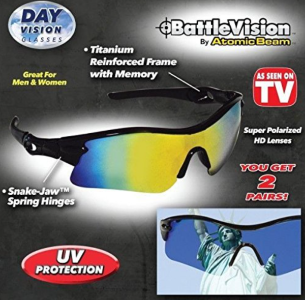 BattleVisionPolarizovaneSuncaneNaocare 4 - Battle Vision naočare su HD polarizovane sunčane naočare, napravljene od Atomic Beam-a. U pakovanju dolaze 2 para.
