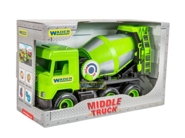 Kamion mesalica - Wader Middle Truck Kamion mesalica Mešalica može da se okrece Dimenzije: – Visina: 26 cm. – Sirina: 16 cm. – Duzina: 38 cm. Materijal: kvalitetna plastika, otporna na vremenske uslove