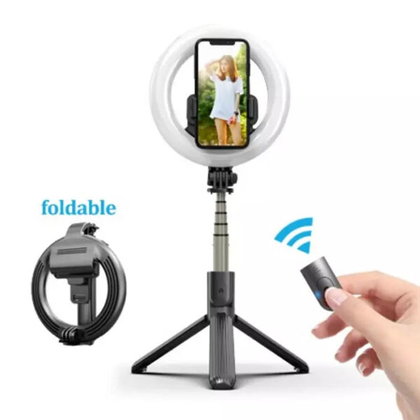 Led prsten selfie stick - Svetlo prstena sa držačem telefona je Ring Light sa mogućnošću zatamnjivanja 3 boje osvetljenja (belo, meko i toplo osvetljenje). Prenosiv, može se staviti u torbu.