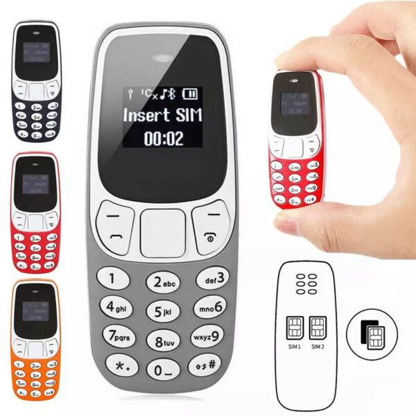 Mini Nokia BM10 NOKIA 1 - Ekran: 0,66inča 2 SIM kartice ili 1 SIM kartica + 1 TFT kartica Veličina:68*28*12mm Baterija:350mAh RAM:32MB SD kartica 8GB (nije uključena) Težina telefona:0.0210 kg