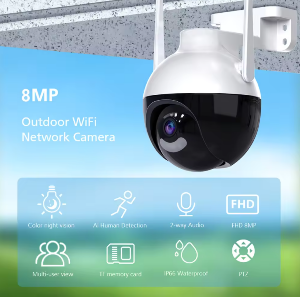 Napredna8MPIPWifiKamerazaUltraHD4KSnimanje 6 - Napredna 8MP IP Wifi Kamera za Ultra HD 4K Snimanje