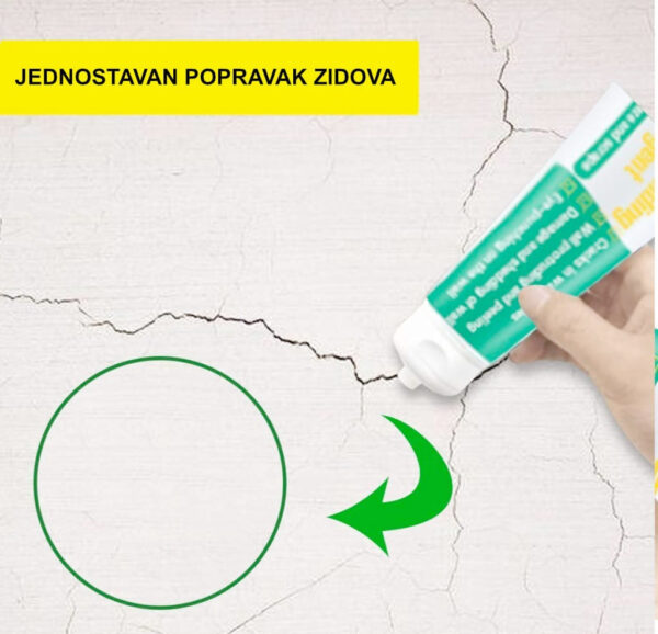 PASTA za brzu popravku ostecenih ZIDOVA 4 - PASTA za brzu popravku oštećenih ZIDOVA
Plus POKLON metalna ŠPAKLA
 
</p> Samostalno popravite sva oštećenja na zidovima za samo 5 minuta!
 
</p> Odmah spremna za upotrebu
</p> Pasta dolazi u tubi i spremna je za nanošenje čim je otvorite. Više nema potrebe da zbog nekoliko sitnih oštećenja mešate glet ili gips i pravite nered kao da renovirate ceo stan.
</p>
    Najbrže rešenje
</p> Nanosi se direktno na zid i poravnava špatulom koju dobijate u paketu sa pastom. Suši se za samo 4h i sjedinjuje sa površinom zida kao da oštećenja nije ni bilo. Ne zahteva nikakvu dodatnu obradu, a ukoliko je zid u nekoj boji, slobodno prekrečite popravljen deo čim se pasta osuši.
</p>
   
  Za sve vrste oštećenja
</p> Pasta se čvrsto hvata za sve vrste zidnih površina, pa čak i bez ikakve prethodne pripreme. Nakon sušenja postaje potpuno čvrsta tako da bez problema možete krpiti i dublja oštećenja kao što su rupe od šrafova, eksera i odlomljeni ćoškovi, išarani i umazani zidovi.
 
</p> Otporna na vodu i vlagu
</p> Nakon sušenja, pasta postaje potpuno vodootporna tako da je možete koristiti za popravke u kupatilu, kao i na ostalim mestima koja se kvase vodom. Na mestima prekrivenim pastom ne dolazi do stvaranja buđi, pa je slobodno možete naneti i u ćoškovima gde se često skuplja vlaga.
</p>
     
</p> Potpuno bezbedna
</p> Pasta je napravljena od bezbednih i netoksičnih sastojaka kao što su Talk pasta, biljna guma i smola. Nakon nanošenja na zid ne otpušta nikakva isparenja tako da slobodno možete boraviti u prostoriji tokom perioda sušenja.
</p>
   
  Kako se postavlja?
 
</p> Korak 1: Površinu na koju želite da nanesete pastu obrišite suvom krpom kako bi odstranili naslage prašine.
</p> Korak 2: Nanesite pastu direktno iz tube na oštećenje ili je namažite špatulom.
</p> Korak 3: Pritiskajte nanesenu pastu špatulom da se ravnomerno rasporedi kroz oštećenje i da biste istisli sav višak vazduha.
</p> Korak 4: Poravnajte pastu špatulom i odstranite sav višak.
</p> Korak 5: Sačekajte da se osuši minimum 4h.
</p> Korak 6: Nakon sušenja, površinu možete dodatno obraditi šmirglom kako bi bila potpuno ravna sa zidom ili prekrečiti odgovarajućom bojom.
</p>
    Sadržaj paketa
</p> 1x 100 g Paste
1x Poklon metalna ŠPAKLA
</p> 1x Nastavak za precizno nanošenje
 
</p> Odmah spremna za upotrebu
</p> Najbrže rešenje
</p> Za sve vrste oštećenja
</p> Otporna na vodu i vlagu
</p> Potpuno bezbedna
 
</p> Iskoristite trenutnu akciju i poručite odmah- Pastu za brzu popravku oštećenih zidova po ceni od samo 990 dinara plus poklon ŠPAKLA i samostalno popravite sva oštećenja na zidovima za samo 5 minuta!
</p>
    Kako poručiti:  Dodajte u korpu a zatim lako popunite potrebne podatke. Ili pozovite na broj: 060 37 37 037  Ili nam pišite  (fb messenger u donjem desnom uglu) Od podataka je potrebno: -Ime i prezime -Ulica i broj -Mesto i poštanski broj -Broj telefona za kontakt </p> Slanje se vrši na teritoriji Srbije, cena poštarine je 300 dinara (FIKSNO). Brza isporuka paket je kod Vas u roku od 1-3 radna dana. Sigurna kupovina, u slučaju da kupac odustane od dobijenog paketa, isti može da vrati u roku od 14 dana , novac se vraća nazad. Zagarantovana sva prava po osnovu zakona o zaštiti potrošača.
</p> </p> </p>