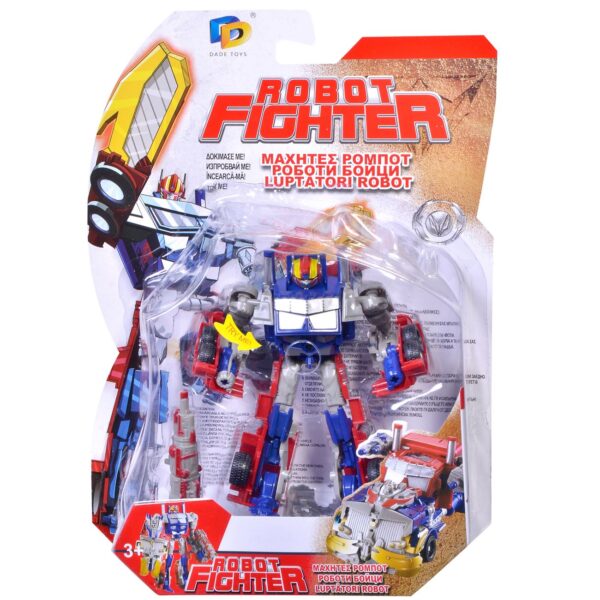 Robot transformers vozilo Dalikas 14 cm - Iz tri dela ova igracka ce se transformisati u kamion. Ovaj jedinstveni robot transformers radi na baterije 3 x 1.5V, sto mu omogucava da proizvodi zvuk i svetli. Napravljen je od kvalitetne, tvrde i dugotrajne plastike, jarkih netoksicnih boja. Ova igracka ce dugo drzati paznju Vasem decaku, razvija mastu i kreativnost, kao i razvoj finih motornih vestina.