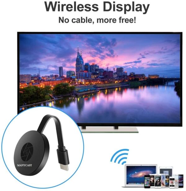 WiFiBezicniHDMITVAdapter ChromecastMiracastAirPlay 1 - Ovaj WiFi bežični HDMI TV Adapter pruža ti mogućnost da preneseš zabavu s bilo kog uređaja direktno na TV. Evo nekih ključnih karakteristika i specifikacija:
