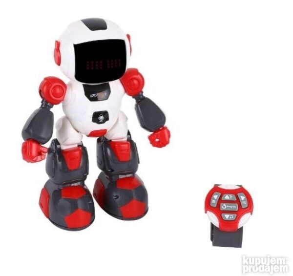 big 109444946 6390fbbd7e83e8 03070076f44bedbe 0f67 4 - Inteligentni robot rc upravljanje </p>
<p> Nova inteligetna igračka sada i na našem tržištu Ovaj robot ima novinu a to je kontrola narukvicom - satom koja radi besprekorno Ova igračka  ima više funkcija kao sto su hod sveteleći zvučni efketi brzu rotaciju . . . .   Visina robot je 23 cm radi na 3 × 1.5AA baterije ( ne dolaze u pakovanju ) a sat koristi 2×1.5AA baterije ( ne dolaze u pakovanju   Set se sadrži od robota i sata Dolazi u orginalnom pakovanju