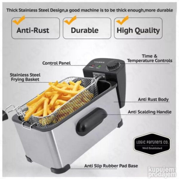 big 145498995 639f4dbd0f5f72 08705929d07e8f5a 06ac 4 - Savršena friteza za hranu: Električna friteza savršena za kuvanje pomfrita kolutova luka rolnica sa jajima pržene piletine panko škampa i druge pržene hrane. Friteza od 2000 V pogodna za kućnu i poslovnu upotrebu. Svoju omiljenu hranu možete napraviti kod kuće ili pokrenuti sopstveni mali biznis.