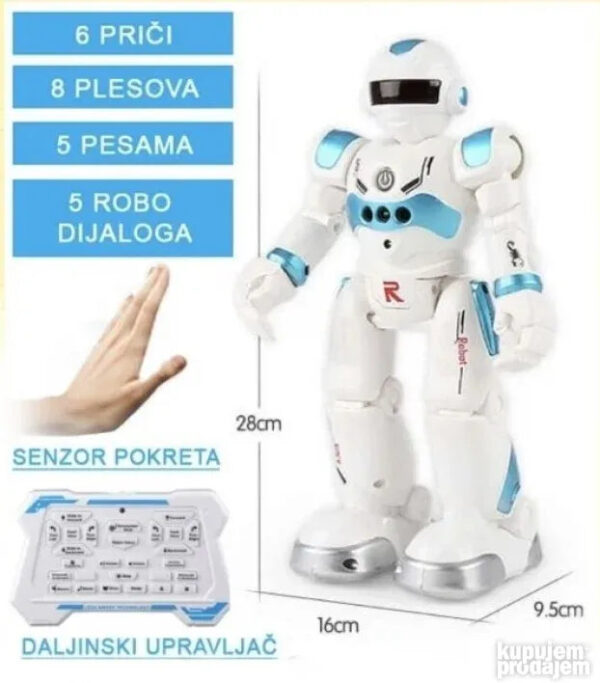 big 147990057 63ee0c3d346de5 67112758526a8a51 7597 4 - Multifunkcionalni inteligentni Lezo robot je igracka sa kojom cete oduseviti vase dete a bicete oduseveljeni i vi. Robot ima pregrst funkcija koje se kontrolisu ili memorisu pomocu daljinskog upravljaca. Ima indukcioni senzor pokreta gde uz pomoc ruke zadajete komande robotu a on na njih reaguje.