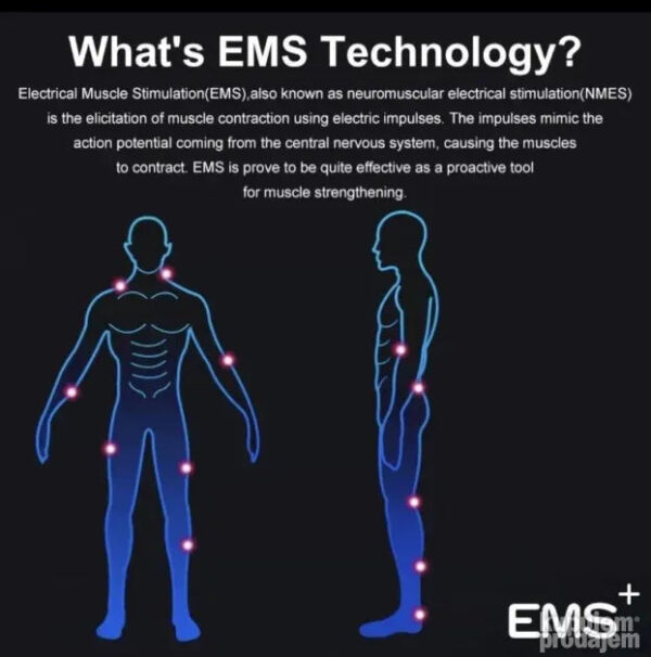 big 149934777 6426a11ac967f1 89656534288aa524 5ca5 4 -   Električni EMS jastučić za masažu  *50 brzina  *10 režima  *Masažer za stopala   *Poboljšajte cirkulaciju   *pulsna terapija može da ublaži bol u mišićima i ima funkciju ulepšavanja vaših nogu *Dolazi sa daljinskim upravljačem sa LCD ekranom možete podesiti režim masaže intenzitet temperaturu   *Automatski će se isključiti za 30 minuta nakon uključivanja; savetuje se da ga koristite pre spavanja da biste postigli bolje efekte. *Specifikacije :   Napajanje : Adapter za punjenje  Veličina : 30 * 273 cm ;    kontroler 115 * 58 cm  Težina : 124 kg  Lista pakovanja :   1 * Host  1 * Kontroler  1 * Adapter za napajanje (US Plug ili EU utikač)  2 * Jastučići za elektrode  1 * Kabl za elektrodu  1 * Uputstvo za upotrebu