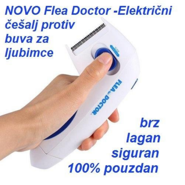 kucni ljubimce - Ubija buve bez oštećenja vašeg ljubimca, bez pesticida. Tajna je da Flea Doctor oslobađa mali električni naboj dok češlja kroz krzno vašeg ljubimca Nalazi bube, ubija ih i uklanja mrtve buve iz krzna vašeg ljubimca. Mnogo je lakše od hemijskih kupki i topikalnih tretmana.