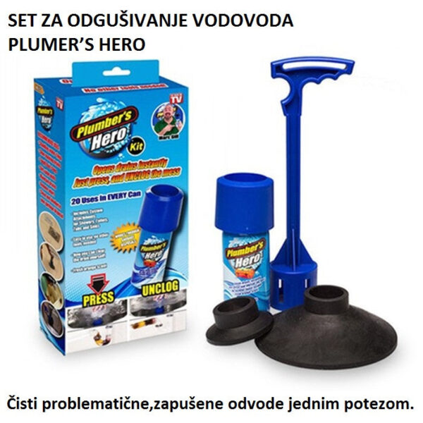 naslovana 1 - Revolucionarni Plumber’s Hero Drain Unclogging Kit. Čisti problematične, zapušene odvode u samo jednom potezu.