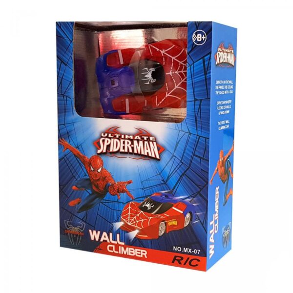 wall climber spider man autic - Auto koji ide po zidu Spajdermen je neverovatna igracka za decu. Ostavice ih bez daha kada prvi put ugledaju ovaj auto koji moze da se vozi uspravno po zidu. Radi na principu usisivaca, prilepi se za zid i moze se voziti levo, desno, napred nazad.