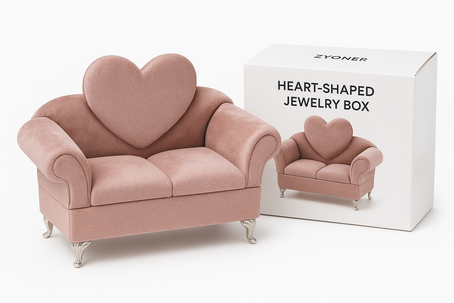 Kutija za Nakit u Obliku Srca Roze Zlatna - Image 2