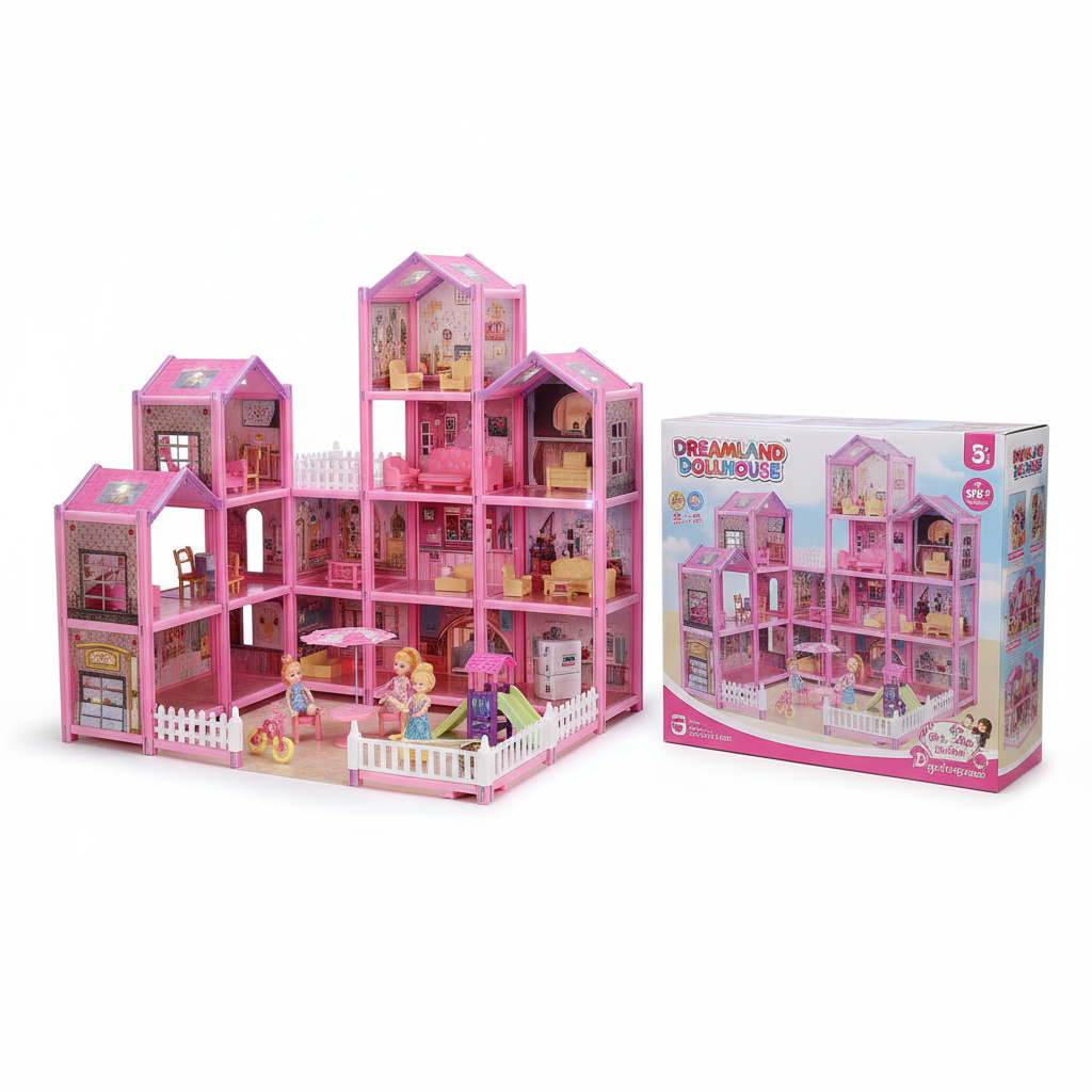 Kucica za Lutke - Velika Roze Vila sa Namestajom - Image 3