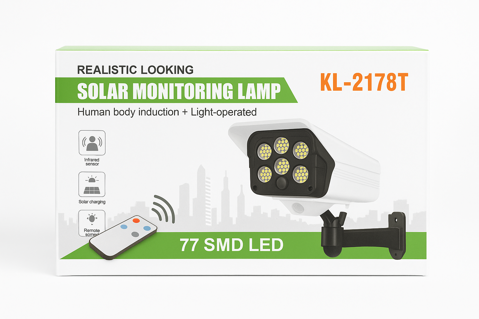 KL-2178T Solarna Lampa za Nadzor - 77 SMD LED sa Senzorom Pokreta i Daljinskim - Image 2