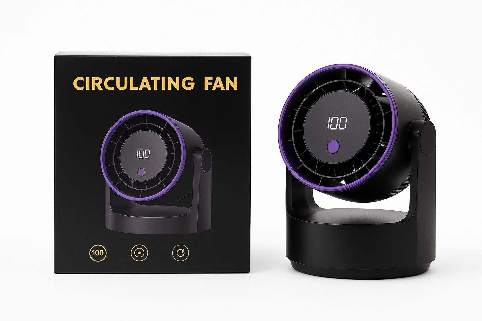 Desktop ventilator sa LED displejom - Cirkulacioni ventilator sa osvetljenjem - Image 3