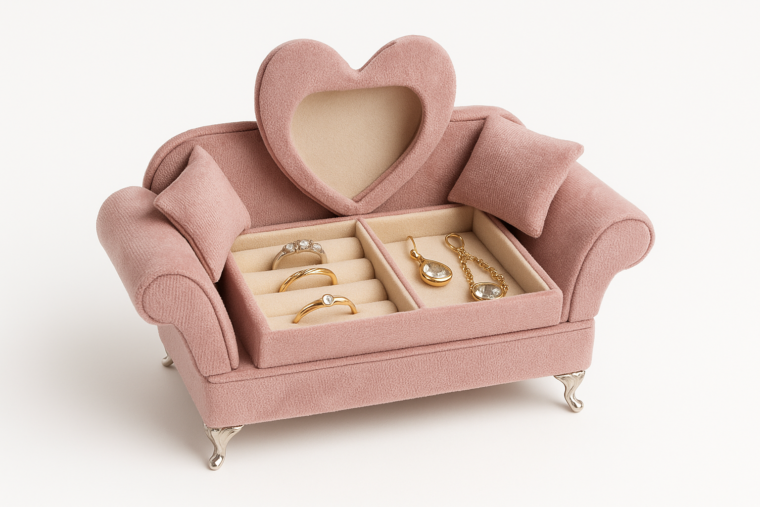 Kutija za Nakit u Obliku Srca Roze Zlatna - Image 3