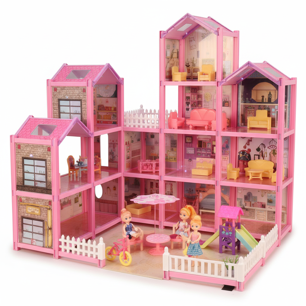 Kucica za Lutke - Velika Roze Vila sa Namestajom - Image 2