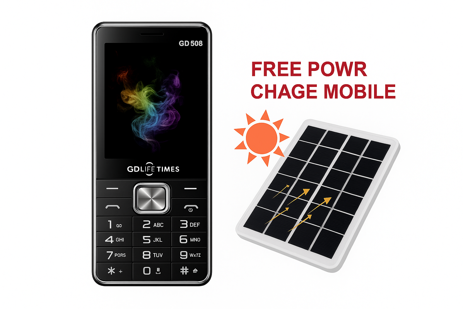 GDLIFE TIMES Mobilni Telefon GD5058 - Solarno Punjenje i Tri SIM Kartice