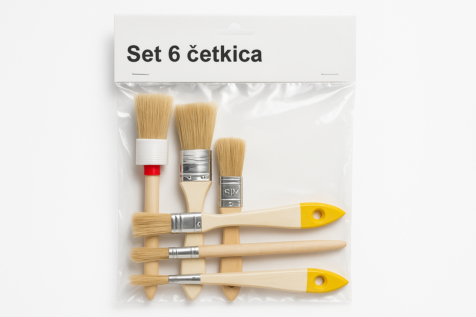 Set četkica za farbanje - 6 komada sa drvenim drškama 1+1 gratis