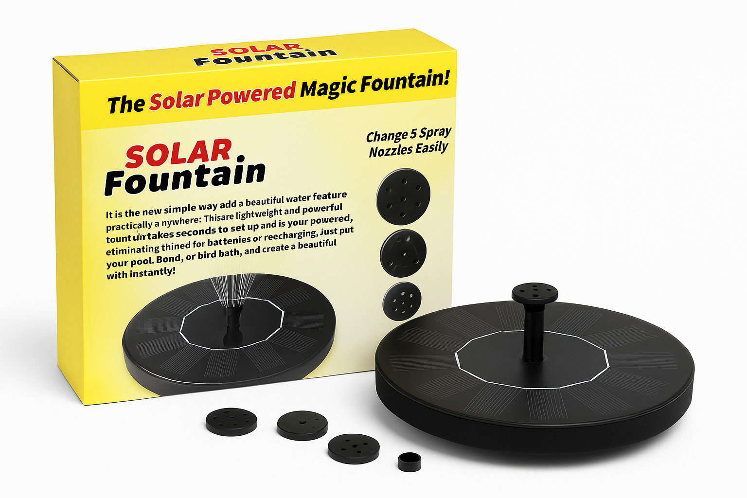 Solarna fontana za vodu - Solar Fountain sa 5 mlaznica za bazen i jezero - Image 2