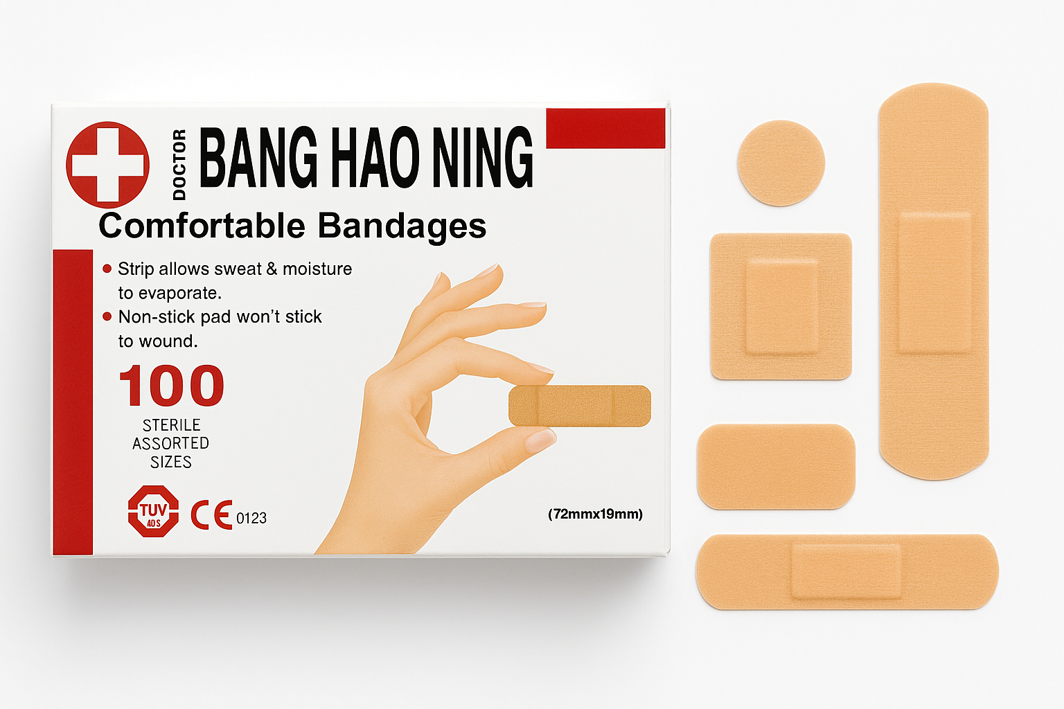 Udobni Flasteri Bang Hao Ning - 100 Sterilnih Različitih Veličina 1+1 gratis