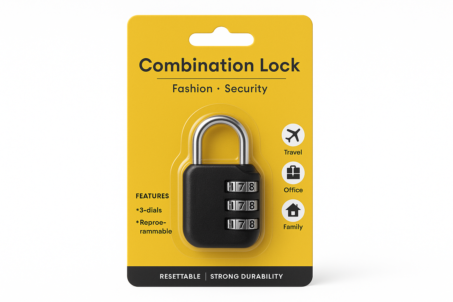 crni Kombinacioni Katanac 3 Cifre 1+1 gratis